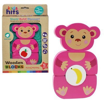 Деревянная игрушка "Wooden Block: Обезьянка", 4 элемента Kids hits_217747 фото