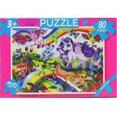 Пазли "Казка", 80 ел поні зі звірятами Dankotoys_203850 фото