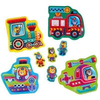 Пазли максі Vladi Toys картонні з грою Малюк Зможе Транспорт. Тварини Vladi Toys_219036 фото
