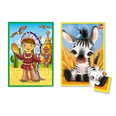 Мʼякі пазли А5 "Зебра + індіанець" (12 елем) Vladi Toys_227499 фото